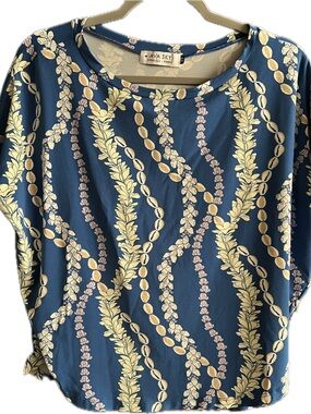 AVA SKY Blue Loose Sleeve Lei Top